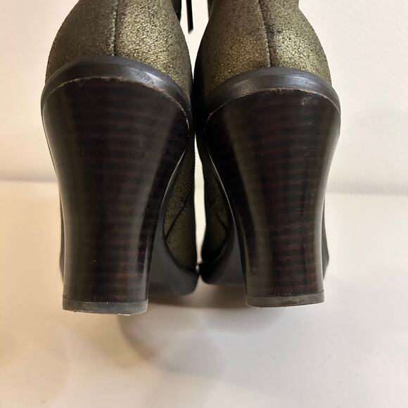 Kenneth Cole Women's High Idol Metallic Leather Green Zip Up Ankle Boots - Picture 7 of 15